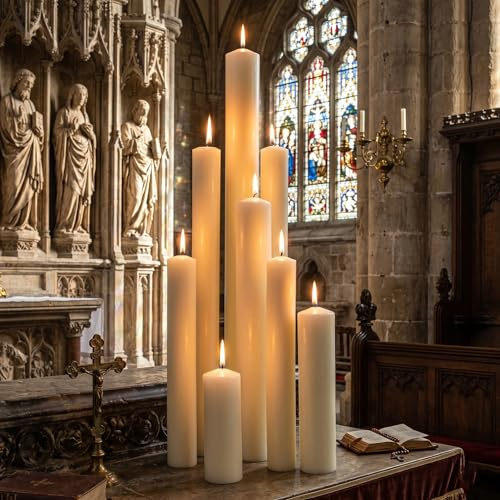 Candele da altare per chiesa, 3,8 x 22,9 cm, confezione da 6