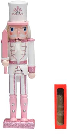 Falafoty 30 cm Ornamento di Schiaccianoci di Natale Rosa in Legno - Soldato Decorazioni Natalizie Regali di Party per Bambini Adulti