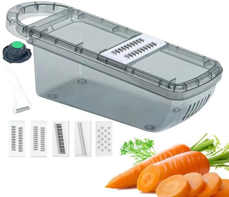 ycezw Grattugia per verdure manuale, grattugia per carote portatile | Pelapatate portatile, tagliaverdure tagliatore,Affettatrice di patate con contenitore per verdure, cipolle, verdure, carote