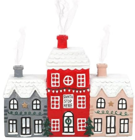 Brûleur d'encens en forme de cabane en rondins, brûleur d'encens de Noël enneigé en résine, maison de village d'encens