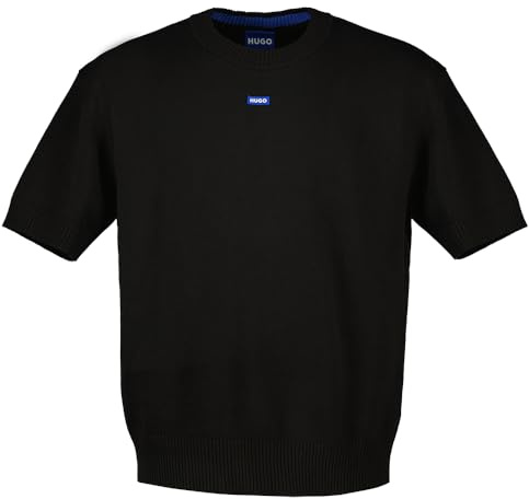 Hugo Maglione da Uomo San Carson-CP a Maniche Corte con Logo Blu, 001 Nero, XXL