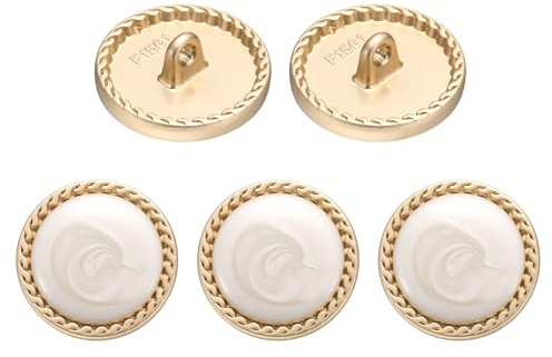 QUARKZMAN 5pz Pulsante Vintage in Metallo 20mm Pulsante da Cucire Rotondo in Lega di Metallo Pulsante di Ricambio con Gambo per Abiti da Donna Cappotto in Lana Camicia Abito, Beige Bianco