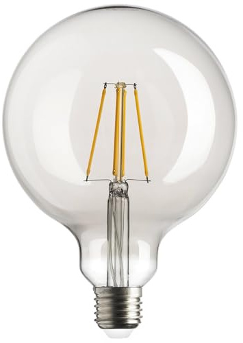 Planetitaly Lampadina G125 globo E27 LED filamento 12W resa 145W palla vetro luce naturale 4000K lampada decorativa pub, bar, locali commerciali, taverne, negozi, alimentazione 230V
