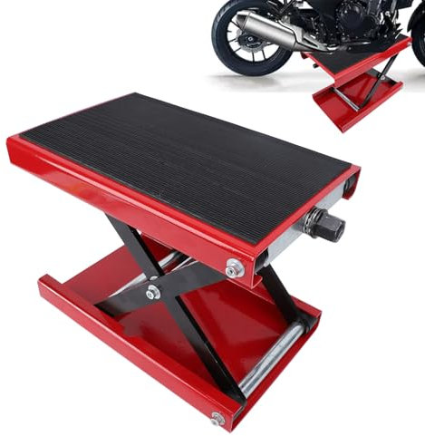 Sollevatore per motociclette a forbice, capacità 1100 libbre, cavalletto centrale con manovella a ponte largo, altezza regolabile 3,35a 13,39pollici,sollevatore per motociclette