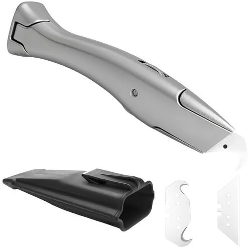 Coltello Multiuso a Gancio con Lame Cutter Trapezoidale e Piccola Lama a Gancio, Taglierino Professionale, Taglierini Professionali, Ideale per Tagliare Rivestimenti per Pavimenti in PVC