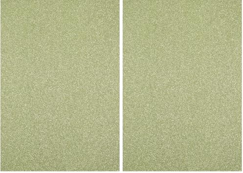Florence Papier Pailleté Vert - A4-5 - 350 g/m² - Vert Clair - Papier Cartonné à Paillettes pour Loisirs Créatifs, Scrapbooking et Cartes de Vœux (Lot de 2)