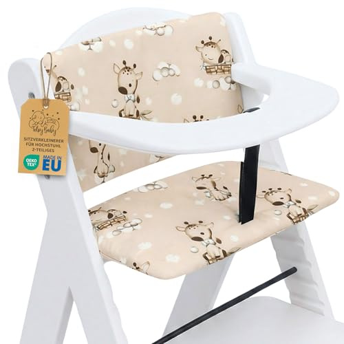 Copri seggiolone pappa universale 2 pezzi - copriseggiolone bambino e bambina per Hauck e Stokke cuscino imbottitura riduttore per sedia con un rivestimento impermeabile stabile Oeko-Tex Giraffe