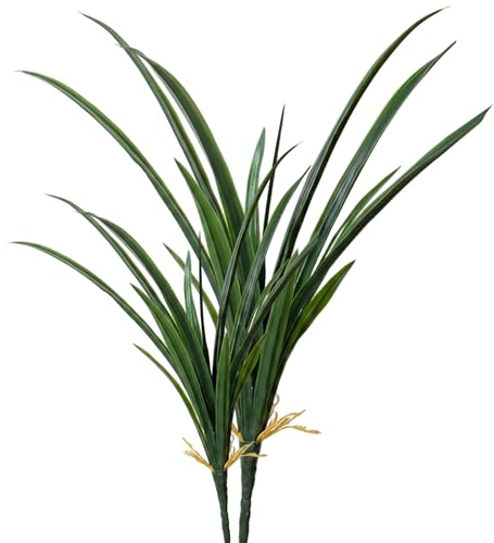 Ginwrek Konstgrönska gladiolus grässtjälkar konstgjord 2 st realistisk fuskväxt med 2 storlekar, Real Touch Greenery för inomhus utomhus trädgårdsdekor, 43,9 cm och 56,9 cm