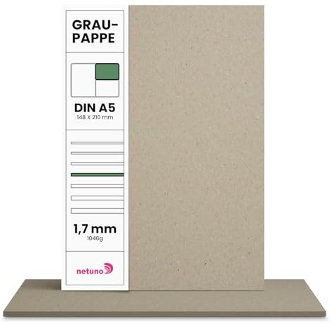 Netuno 100x Cartón gris A5 148x210 mm 1046 g cartón reciclado 1,7 mm encuadernación manualidades diseño calendarios tarjetas marcos de fotos invitaciones versátil rígido y resistente