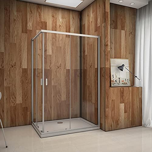 Mampara de ducha, Apertura Central, Puertas Correderas 90x70x185cm