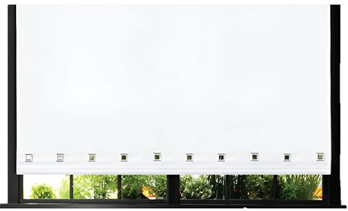Funky Gadgets Roller Blinds Square Eyelet Light Filtering Roller Blind Daylight Trimmable Blinds Child Safe Easy Fit Metal Tube Home Office Window Blinds- White, 60 x L165cm
