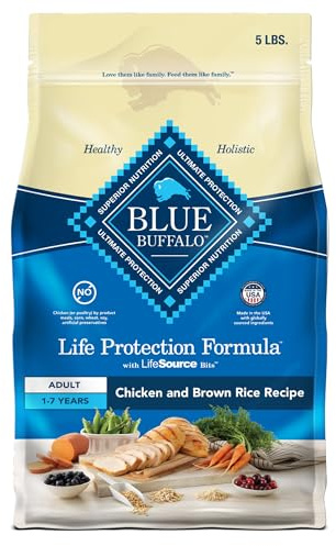 Blue Buffalo Life Protection Formula Adult Dry Dog Food, Helps Build and Maintain Strong Muscles, Made with Natural Ingredients, Chicken & Brown Rice Recipe, 5-lb. Bag