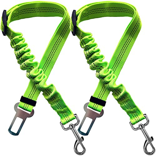Yiaizhuo 2 Dog Car Harness Seatbelt Seat Belt Leash Travel Accessories Bungee Anti Shock Pet Cat Adjustable Lead Clip Safety Seats Belts Green