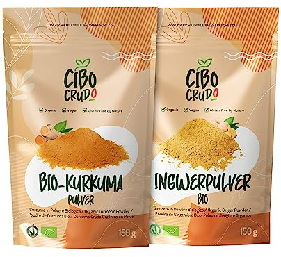 Kurkuma und Ingwer Pulver Bio - 150g pro Paket. Kurkuma für Smoothies und Goldene Milch/Latte und Ingwerpulver Getrocknete und Gemahlen. Turmeric Powder. Grounded Ginger Powder.