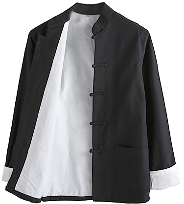 MYIESAXL Kampfsport-Kung-Fu-Jackenbekleidung – traditioneller chinesischer Tang-Anzug, Baumwoll-Leinen-Tai-Chi-Kleidung, langärmelige Mäntel, Qi-Gong-Kampfsportbekleidung