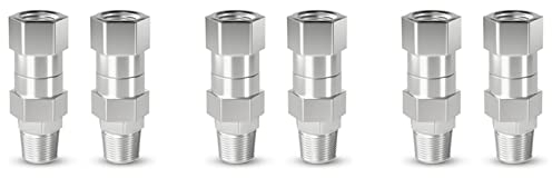 TsoLay Hochdruckreiniger-Drehgelenk, 3/8 NPT-Außengewinde, Edelstahl, Schlauchverschraubung, 6 Stück