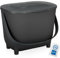 Premium Komposteimer 10L Küche Biomüll Behälter Bio Mülleimer mit Deckel und Aktivkohlefilter (Schwarz/Dunkelgrau)