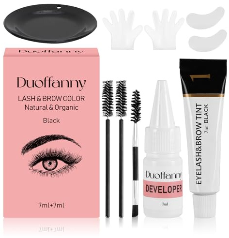 2-In-1 Eyebrow & Eyelash Color Kit - DIY Lash and Brow Tinting at Home, Professional Salon Quality Results, Long-Lasting Eyebrow Color for Natural Look, 7ml (Natural Black)