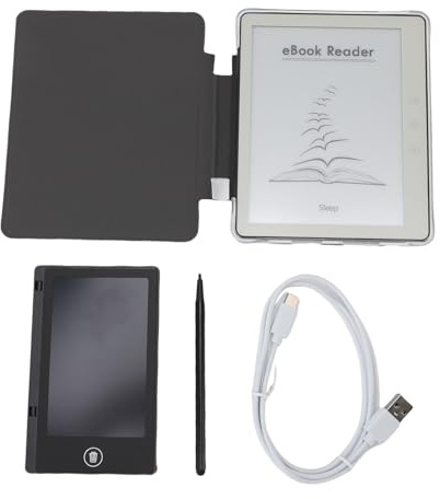 Lazmin112 E-bokläsare, 5.76in Touch HD Ink-skärm, 1G + 32G, WiFi, Android 8.1, RK3126C Quad Core A7 1.2Hz MCU, E-läsare med Stylus, Writing Board, Cover, Cover