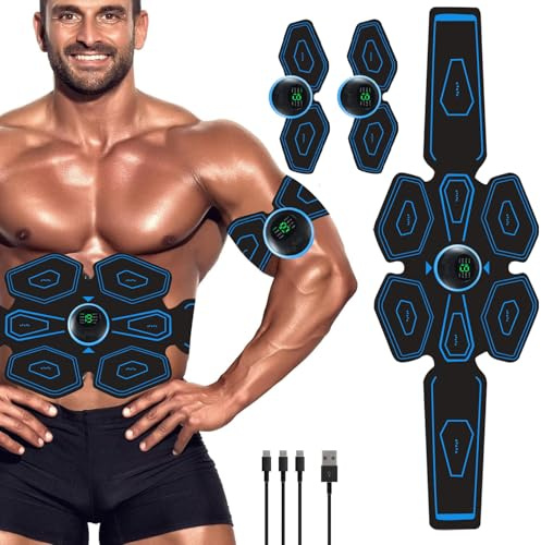 WARDBES EMS Trainingsgerät, EMS Bauchmuskeltrainer, USB Wiederaufladbar Muskelstimulator, Elektrisch Bauchtrainer Ganzkörper ABS/Bauch/Arm/Po Trainer, Männer und Frauen