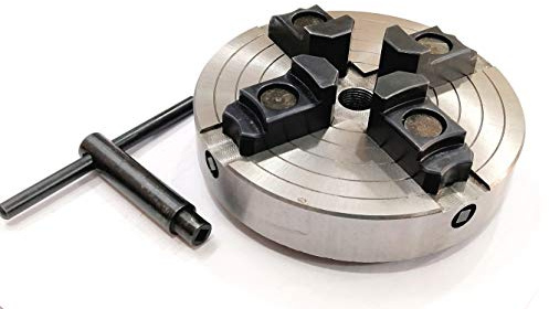 ASSORTS 4-Jaws x 6 Inches Wood Lathe Chuck Threaded 3/4-16 with Independently Adjustable/Reversible Jaws (Includes Chuck Key, Compatible with Lathe)