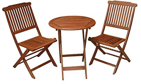 Jardinion Balkonmöbel Set 3-teilig Prag Balkontisch Balkonstühle Balkonmöbel klappbar Braun 2 Personen