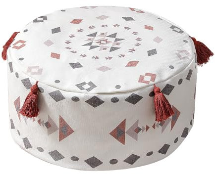 MOCOFO Puf de 45 x 20 cm de diámetro x 20 cm de alto, cojín de suelo con estampado geométrico escandinavo, otomana lavable para sala de estar o decoración del hogar