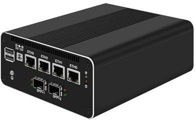 HUNSN Micro Firewall Appliance, Mini PC, VPN, Router PC, Intel N200, RJ50, 4 x 2.5GbE I226-V, 2 x SFP+ Optical 10Gbe 82599ES, Type-C, SIM Slot, TF, Barebone, NO RAM, NO Storage, NO System