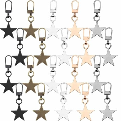 20 Piezas Cremallera, Tirador Cremallera, Kit Tirador Cremallera Repuesto, Cremallera Estrella, Tirador Cremallera Extraíble, Adecuado para Chaquetas, Pantalones, Equipaje (Cinco Colores)