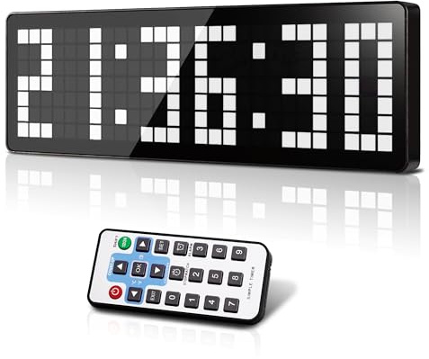 Manoive Temporizador de Gimnasio, 13.2 Grande Reloj de Pared Digital, LED Gym Timer con Countdown & Up Cronometro, Brillo Ajustable,Sportivo Timer con Control Remoto para Casa Fitness Oficina Cocina