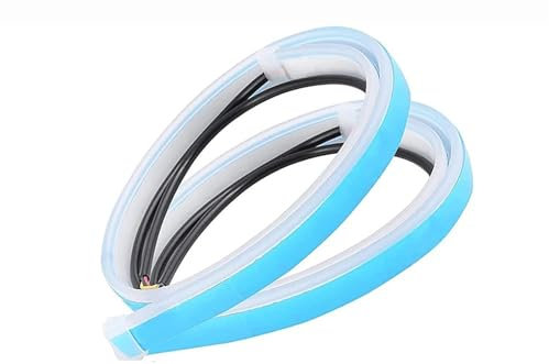 SPPEOUKJ Autobremslichter 2 stücke 12V Auto Tagfahrlicht Flexible wasserdichte Streifen Auto Scheinwerfer Weiß Blinker Gelb Bremse Fluss Lichter FüR Auto Wohnwagen(70cm,White Turn Yellow)