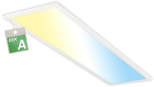 BRILONER - EEK A Panel LED con mando a distancia, regulable, CCT blanco cálido a frío, panel techo, superficie cocina, paneles, 100 x 25 x 6 cm, blanco