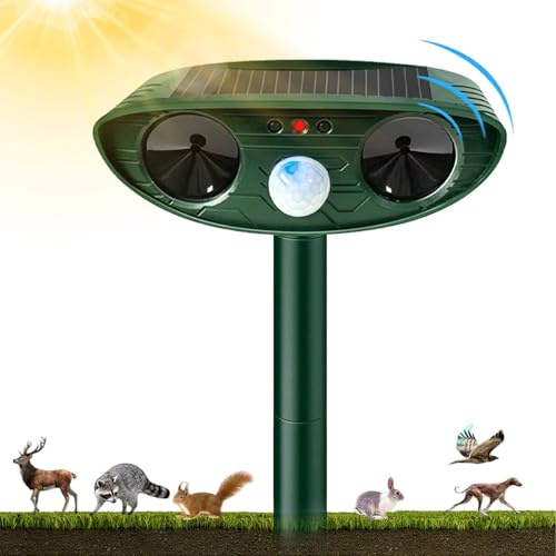 Répulsif Chat Ultrason, Repulsif Chat Solaire & Répulsif Ultrason Anti Rongeurs Étanche, Repulsif Chat Exterieur avec Détecteur de Mouvement pour Anti Chats Chiens Souris Animaux Sauvages
