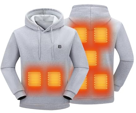 Heated Hoodies for Women Men - USB Electric Fleece Heated Jumpers Hooded Sweatshirt Heating Body Warmer Ladies Outdoor Motorcycle Pullover Hoodies Jumpers with 7 Heating Pads(No Battery)