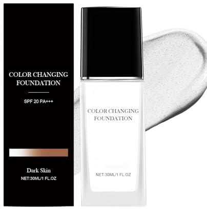 Farbwechselnde Foundation, Feuchtigkeitsspendende Foundation, Langanhaltende, Feuchtigkeitsspendende Abdeckung Transparente, Leichte Foundation mit Makelloser Haftung für Alle Hauttöne (Dank Skin)