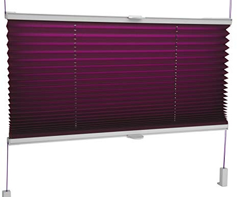Tropik Home Pleated Blinds 18 Width Sizes, 6 Colours Easy Fit Install Plisse Conservatory Blinds, Dark Violet, 35cm Wide by 100cm Drop