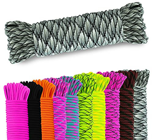 Neu NEU AMZoutdoor® 4mm Paracord 550 Schnur | Paracord Schnur | 7 Kernstränge | Outdoor Ausrüstung | Outdoor Camping | Paracord Schnüre für Hundehalsband | Hundeleine Paracord (10m, Grau-Schwarz)