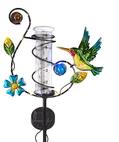 Stargarden Colibrì pluviometro da esterno solare luci LED pluviometro decorativo impermeabile per cortile giardino patio prato