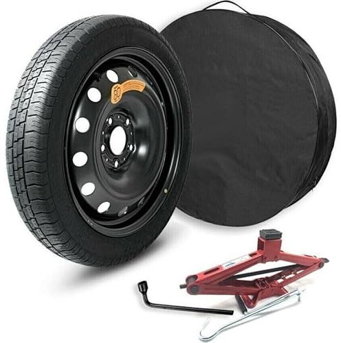 Kit ruotino di scorta NPK 17” con Cric, Chiave e Sacca per Alfa Romeo Giulia e Giulietta, FIAT 500X e JEEP Renegade 125/80 17 con cerchio in acciaio nero a 5 bulloni - 78K00R301A (R301D)