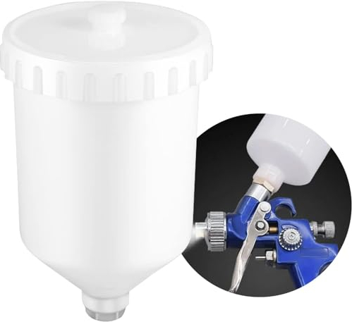 Liseng 600 Ml Kunststoffbecher für Lackierpistole, Ersatztopf Farbbecher für Spritzpistole, Spritz Pistolen Becher Topf Gewinde Anschluss Sprüh Werkzeug für Spritzpistolen(16 * 9 cm)