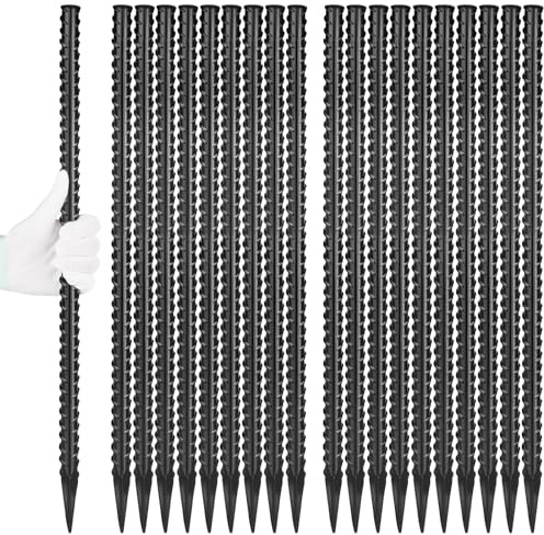 Besitu 24 Inches Straight Rebar Stakes(20-Pack), 1/2 Diameter Steel Metal Stakes for Garden with Chisel Point End Heavy Duty Ground Anchors for Landscape, Concrete Form, Camping & Trapping Black