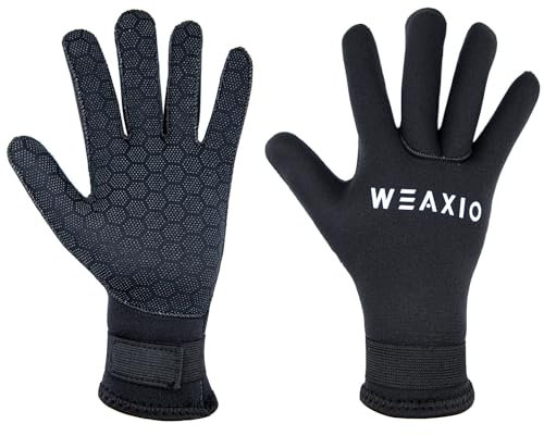 WEAXIO Neoprenhandschuhe Tauchhandschuhe 3mm Männer Frauen, Thermohandschuhe Premium Neopren Winter Handschuhe Schwimmhandschuhe Stretch Anti Rutsch Wasser Winter Handschuhe