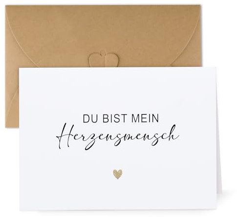 Du bist mein Herzensmensch Karte mit Umschlag Glückwunschkarte zum Geburtstag Faltkarte Grußkarte Geschenk Klappkarte Geschenkideen für Mann und Frau Geschenkkarte