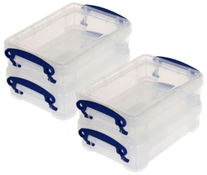 Really Useful Plastic Storage Box 0.35 Litre Clear (Pack of 4)