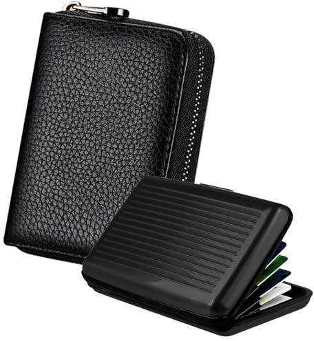 TYXHXTF Porta Carte di Credito Pelle per Donna Uomo,Porta Carte Credito,Cerniera Portafoglio Carta Di Credito,Rfid Blocco Piccolo Portafogli 15 Slot Per Schede Carta Di Credito Titolare Con Cerniera