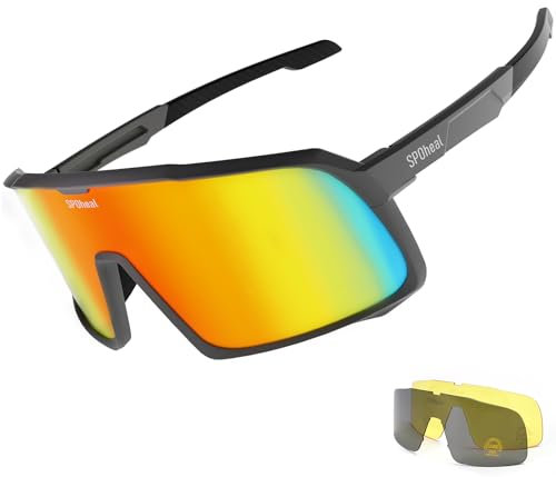SPOheal Polarisiert Fahrradbrille für Herren Damen Sport Sportsonnenbrille Radbrille Sportbrille HD-Sichtbarkeit UV400 für Angeln Bergsteigen Wandern Bootfahren Outdoor-Aktivitäten