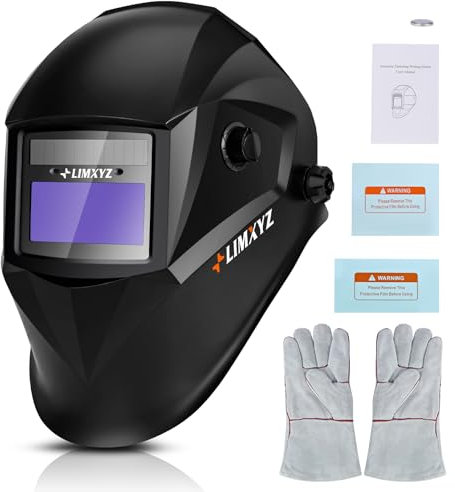 Welding Helmet Auto Darkening,Welding Hood Solar Powered 3.66 * 1.69,Mask With 2 Arc Sensors,Wide Shade 4/9-13 Suitable for TIG, MIG, MAG With Welding gloves （M-001）