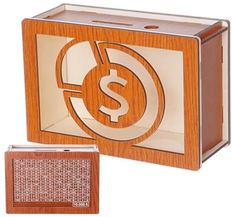 Salvadanaio in legno | Contatore di monete | Salvadanaio retrò, vasi per monete riutilizzabili, salvadanaio retrò riutilizzabile, vaso per soldi con contatore, cassa delle monete, banca di risparmio