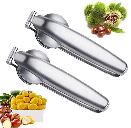 Castagno Clip, 2 Pezzi Pinza Castagne, Acciaio Inossidabile Taglia Castagne, Schiaccianoci in Castagna, Castagna Opener, Taglia Castagne, Castagne Utensili Cucina in Acciaio Inossidabile (M1)