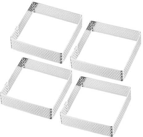 Westmark Stampi per Tartellette, 4 Pezzi – Forme perfette per tartellette e e quiche – Risultato di cottura uniforme grazie alla perforazione – Argento, 7x7 cm, Quadrato, 7 x 7 cm, 4 pezzi